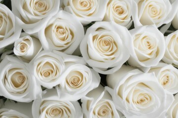 Top view white roses background