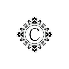 Elegant flower design logo Alphabet C