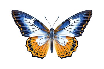Closeup of captivating butterfly in vibrant hues. Detailed elegance on white background isolated