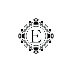 Elegant flower design logo Alphabet E