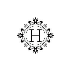 Elegant flower design logo Alphabet H