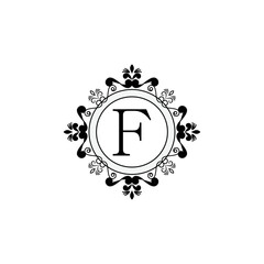 Elegant flower design logo Alphabet F