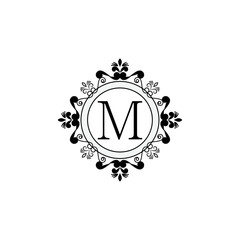 Elegant flower design logo Alphabet M