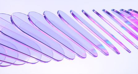 Glass shapes dynamic background. 3d rendering. 