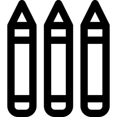 Crayons in outline icon. Pencil,  draw, stationery, education