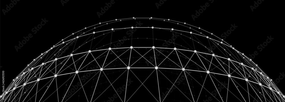 Leinwandbilder Abstract 3D sphere of particles and lines. Ball or globe of points. Futuristic digital technology. Network or connection. Illustration of sphere. Vector