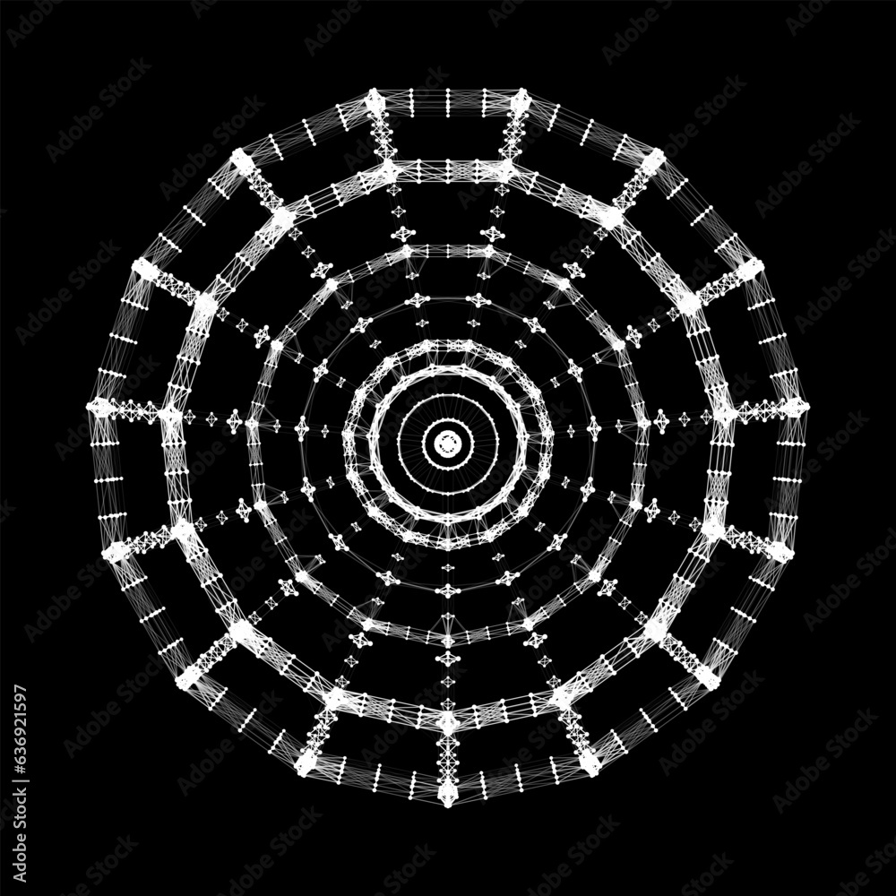 Aufkleber Abstract 3D sphere of particles and lines. Ball or globe of points. Futuristic digital technology. Network or connection. Illustration of sphere. Vector