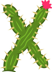 Flowery Cactus Alphabet X