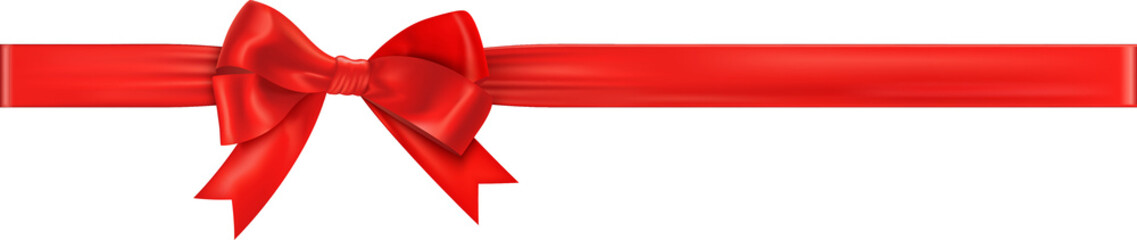 Shiny red satin ribbon  and bow