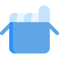 Chalks in the box in flat icon. Back to school