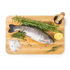 Rainbow trout on board, Oncorhynchus mykiss