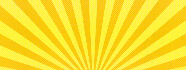 黄色とオレンジのサンバースト　集中線　ベクター　背景　バナー　sunburst vector. illustration of radiant background. Sun ray vector background. rays texture background.yellow and orange vector sunburst.