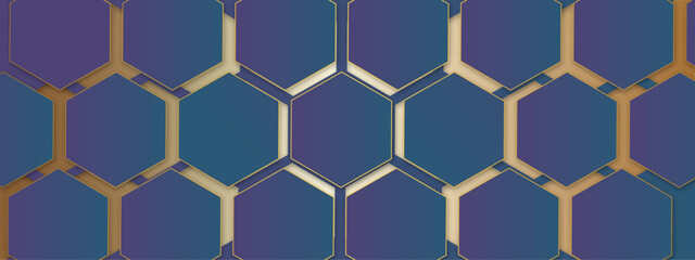 hexagon background pattern. Pastel blue geometric hexagon pattern without contour. Abstract blue hexagon shape for frame illustration design.  Futuristic composition, geometric hexagon network. 