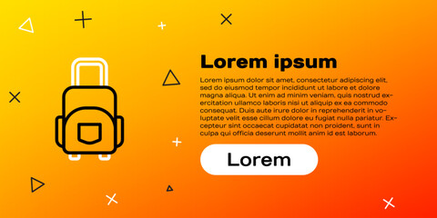 Line Suitcase for travel icon isolated on yellow background. Traveling baggage sign. Travel luggage icon. Colorful outline concept. Vector