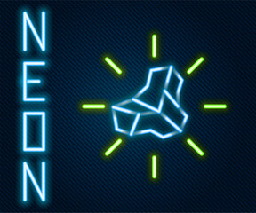 Glowing neon line Gold nugget icon isolated on black background. Mineral boulder. Colorful outline concept. Vector