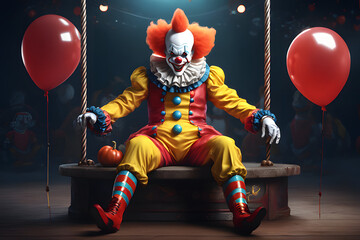 Portrait of a scary clown. Generative AI - 636930916