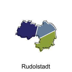 Rudolstadt City Map Illustration Design, World Map International vector template colorful with outline graphic