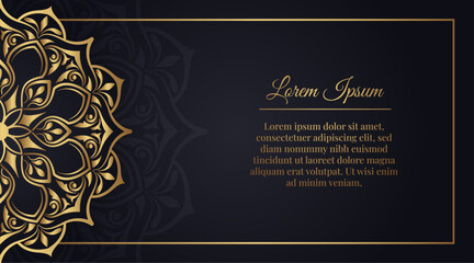 black background with golden mandala ornament