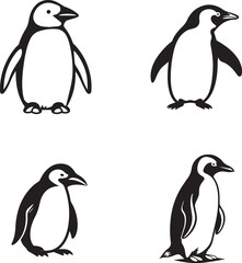 Obraz premium set of penguin silhouettes vector elements pack