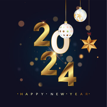 Happy new year 2024 background. 2024 logo text design. Design template celebration poster, banner, web site or greeting card for Happy New Year. Christmas decoration 2024 number