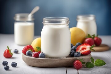 healthy breakfast with yogurt