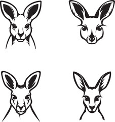 kangaroo head face logo style silhouttes pack