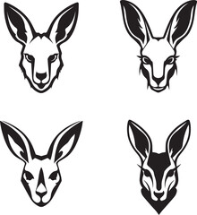 kangaroo head face logo style silhouttes pack