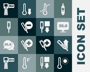 Set Meteorology thermometer, Medical, Digital, and icon. Vector