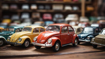 Collection of toy cars made with Ai generative technology, Property is fictional