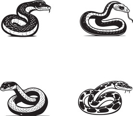 snake illustration silhouettes set vector elements pack