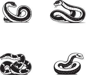 Obraz premium snake illustration silhouettes set vector elements pack