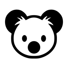 Koala face monochrome black outline icon vector illustration