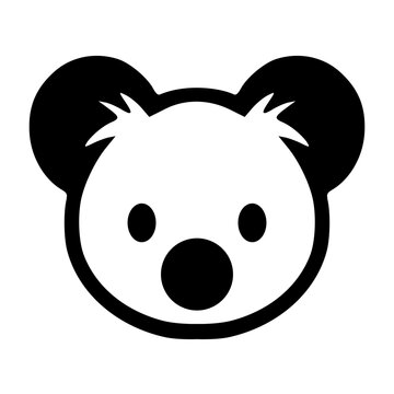 Koala face monochrome black outline icon vector illustration