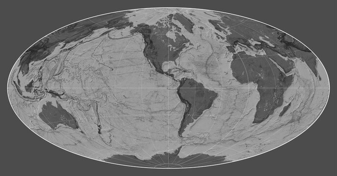 World map. Bilevel. Aitoff projection. Meridian: -90 west