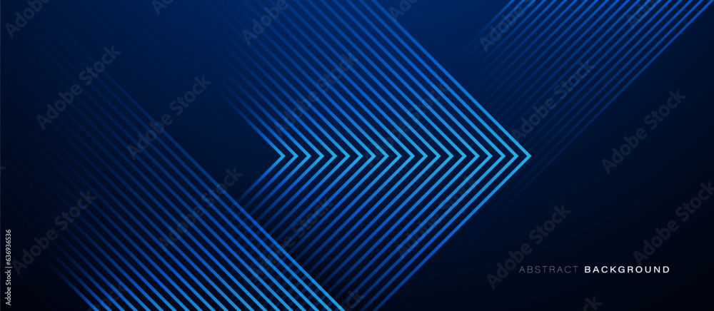 Poster Abstract background with glowing triangle geometric lines. Modern shiny blue lines pattern. Futuristic technology concept. Vector illustration