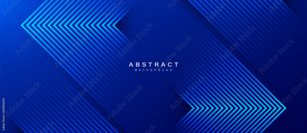 Poster Blue abstract background with glowing triangle geometric lines. Modern shiny blue lines pattern. Futuristic technology concept. Vector illustration