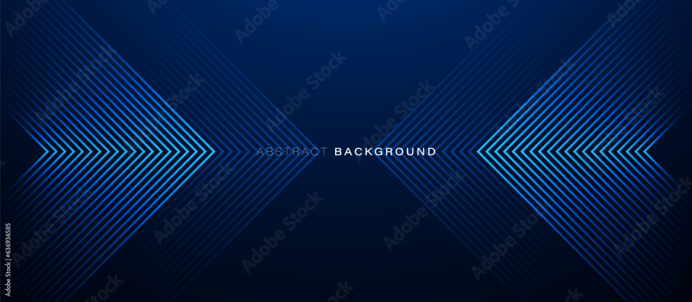 Aufkleber Dark blue abstract background. Glowing triangle geometric lines overlapping. Modern shiny blue lines pattern. Futuristic technology concept. Vector illustration