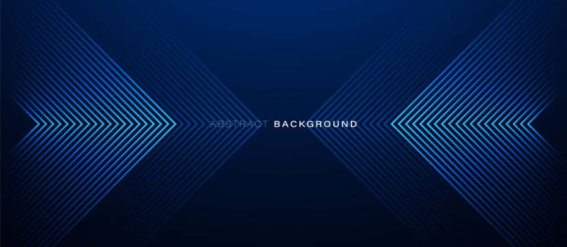 Dark blue abstract background. Glowing triangle geometric lines overlapping. Modern shiny blue lines pattern. Futuristic technology concept. Vector illustration