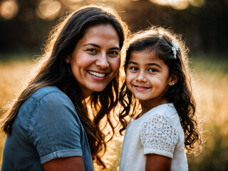 Naklejka premium photo of happy family mother and daughter, generative AI