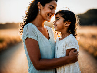 Fototapeta premium photo of happy family mother and daughter, generative AI