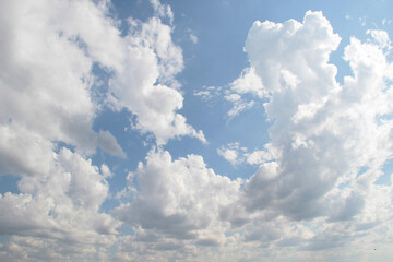 Naklejka na ściany i meble Clouds in a velvet blue sky. 