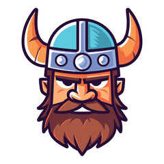 Viking head cartoon style cute viking face vector illustration template, logo, symbol, icon, sticker 