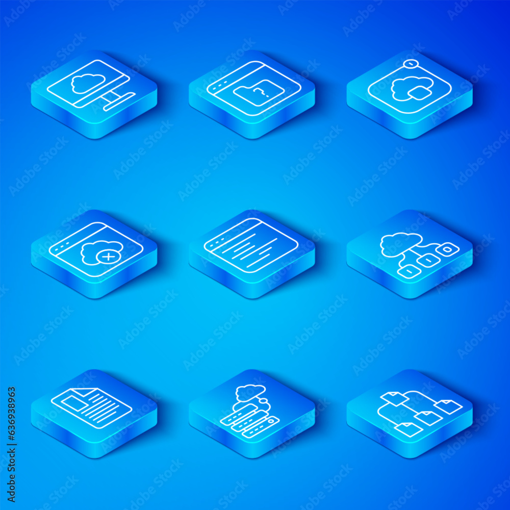 Poster set line file document, software, network cloud connection, cloud technology data transfer, failed a
