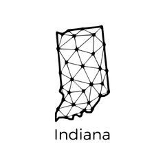 Obraz premium Indiana state map polygonal illustration made of lines and dots, isolated on white background. US state low poly design