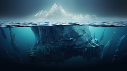 Large Iceberg Floating in the Middle of the Ocean.Generative Ai