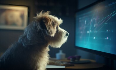 Dog looking graphs. Generate Ai