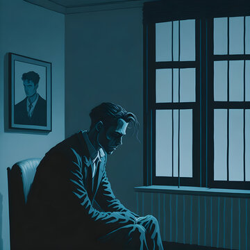 Solitary Contemplation: Depicting Melancholy in Edward Hopper-Inspired Digital Art