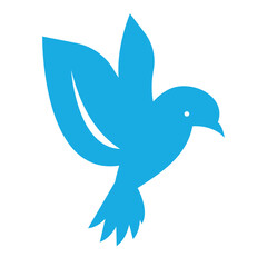 Simple blue bird logo on a white background. Vector illustration.