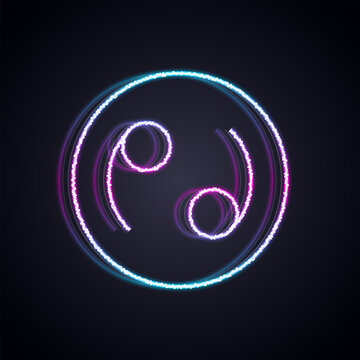 Glowing neon line Cancer zodiac sign icon isolated on black background. Astrological horoscope collection. Vector