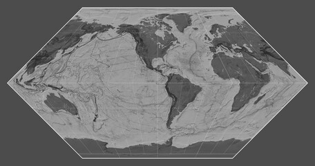 World map. Bilevel. Eckert I projection. Meridian: -90 west
